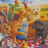 Kittens And Puppies Picnic Diamond Painting