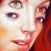Lady Four Colorful Eyes Diamond Painting