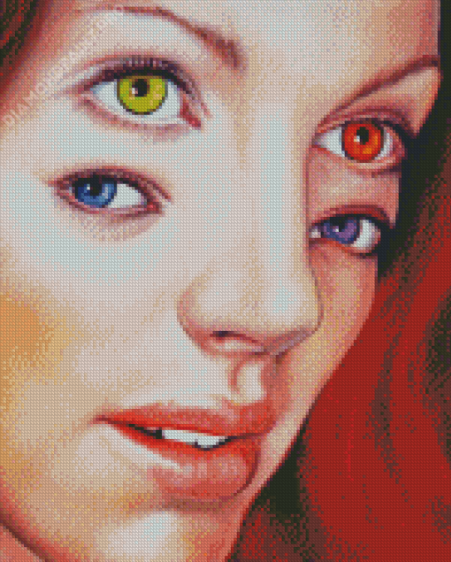 Lady Four Colorful Eyes Diamond Painting