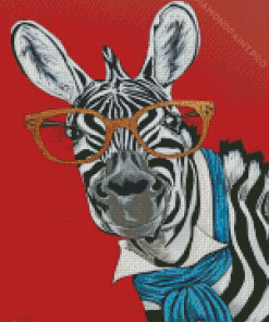 Mr Zebra With Glasses Diamond Painting