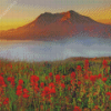 Mt St Helens With Red Poppies Diamond Painting