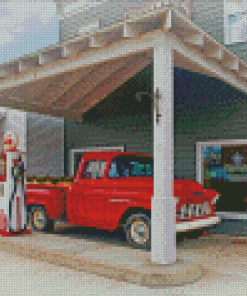 Old Gas Station Chevy Truck Diamond Painting