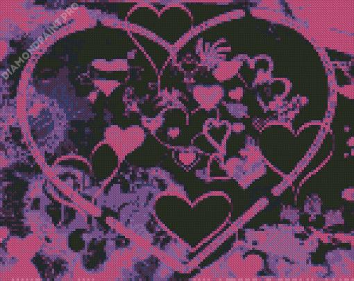 Purple Hearts Diamond Painting