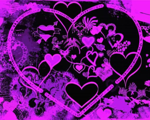 Purple Hearts Diamond Painting