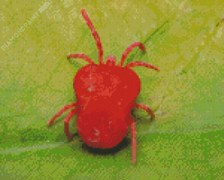 Red Spider On Green Leaf Diamond Painting