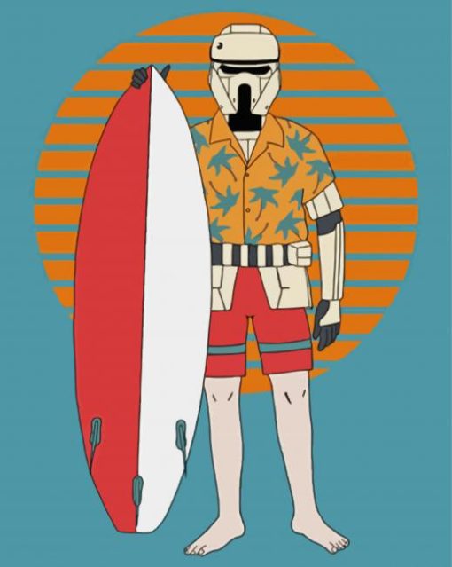 Stormtrooper And Surfboard Diamond Painting