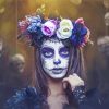 Sugar Skull Girl With Floral Crown Diamond Painting