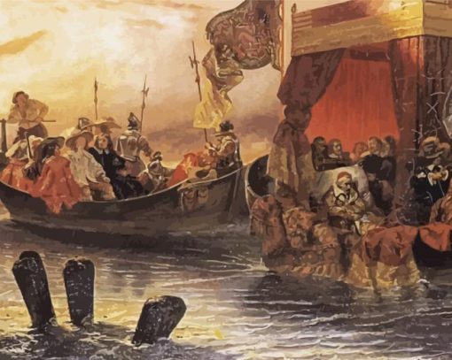 The State Barge Of Cardinal Richelieu On The Rhone By Paul Delaroche Diamond Painting