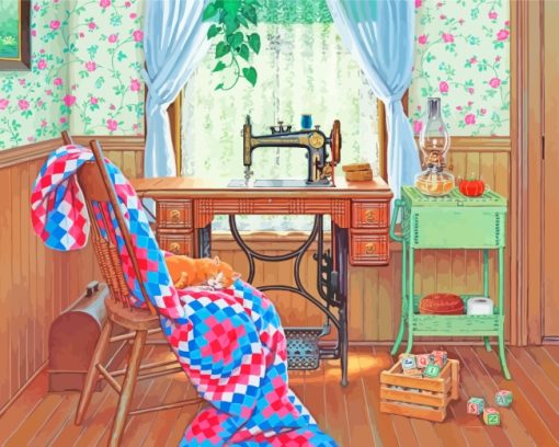 The Vintage Sewing Room Diamond Painting