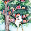 Trees And Books Illustration Diamond Painting