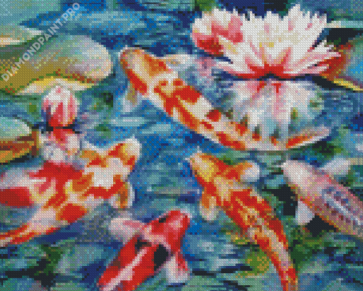 Water Lilies With Koi Diamond Painting