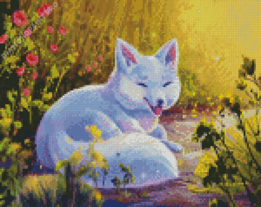 White Arctic Fox Diamond Painting