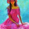 Abstract Pink Lady In Dress Diamond Painting