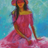 Abstract Pink Lady In Dress Diamond Painting