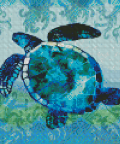 Abstract Blue Turtle Diamond Painting