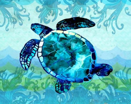 Abstract Blue Turtle Diamond Painting