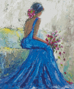 Abstract Woman In Blue Dress Diamond Painting