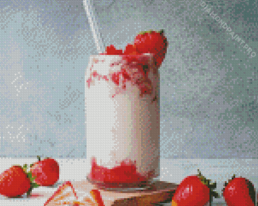 Aesthetic Strawberry Milk Drink Diamond Painting