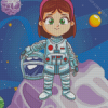 Astronaut Girl In The Space Diamond Painting