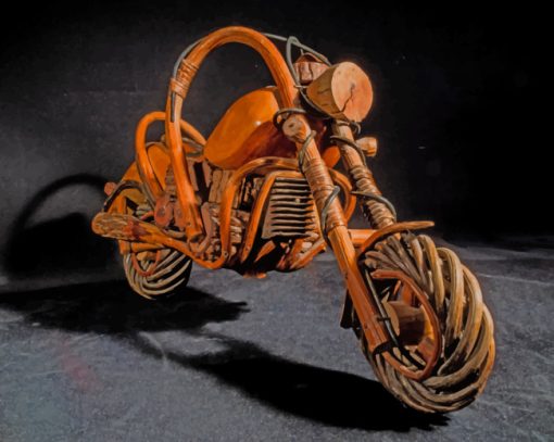 Brown Wooden Chopper Motorcycle Diamond Painting
