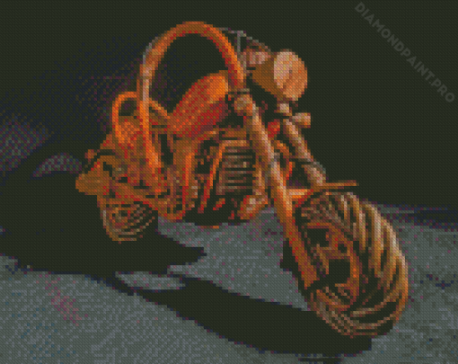 Brown Wooden Chopper Motorcycle Diamond Painting