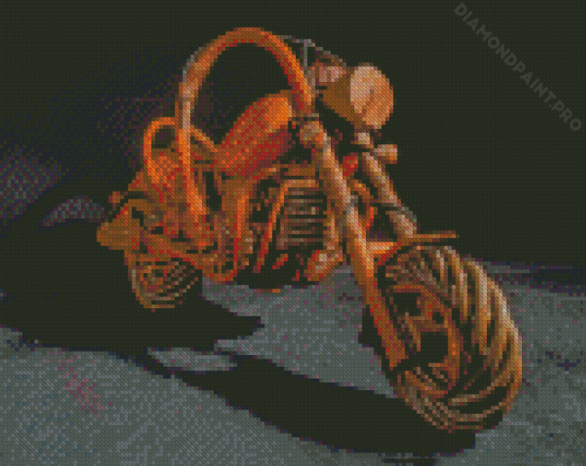 Brown Wooden Chopper Motorcycle Diamond Painting DiamondPaint.PRO