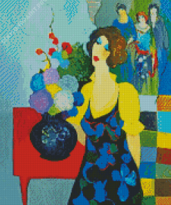 Classic Woman With Flower In Vase Diamond Painting