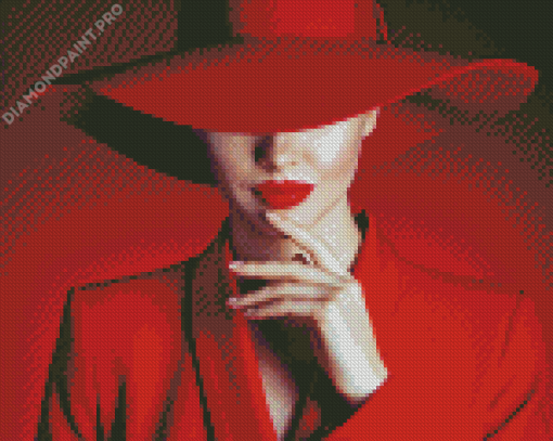 Classy Girl In Red Hat Diamond Painting
