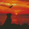 Dog Bird Sunset Silhouette Diamond Painting