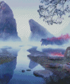 Fantasy Misty Lake Diamond Painting