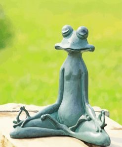 Green Meditating Yoga Frog Diamond Painting