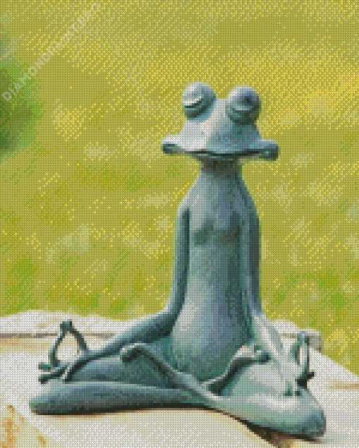 Green Meditating Yoga Frog Diamond Painting