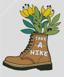 Hiking Boot With Flowers Diamond Painting