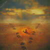 Lantern And Footprints Diamond Painting