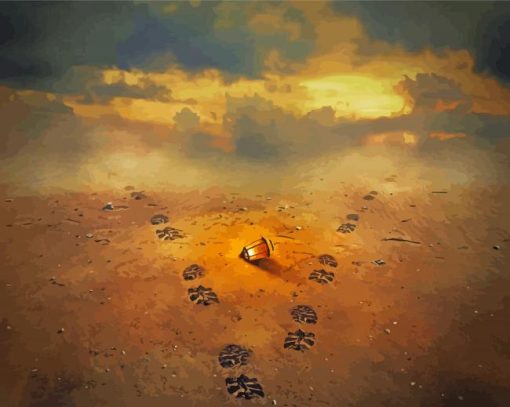 Lantern And Footprints Diamond Painting