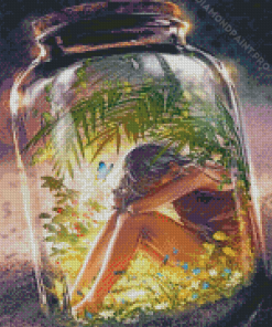 Lonely Woman In Bottle Art Diamond Painting