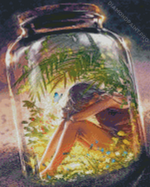 Lonely Woman In Bottle Art Diamond Painting