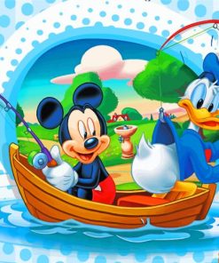 Mickey Mouse And Donald Duck Fishing Diamond Painting
