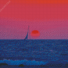 Pink Sunset With Boat Diamond Painting