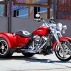 Red Three Wheeler Harley Davidson Trike Diamond Painting