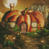 Scary Goth Pumpkin House Diamond Painting