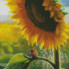 Sunflower With Mouse Diamond Painting