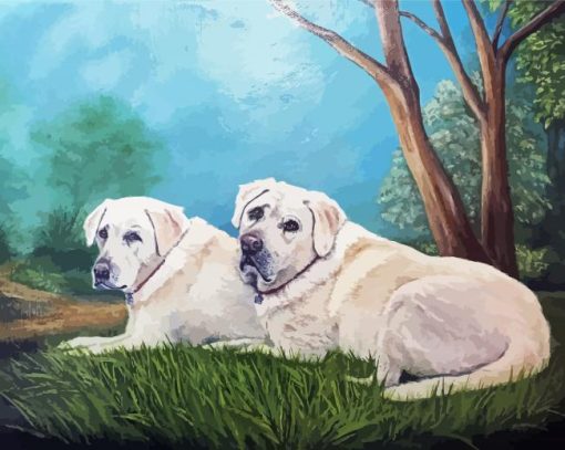 White Labrador Dogs Art Diamond Painting