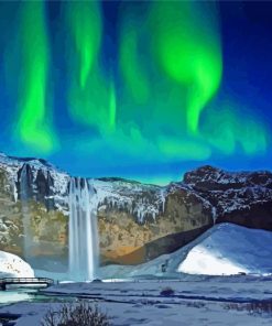 Wonderfull Winter Waterfall View Diamond Painting