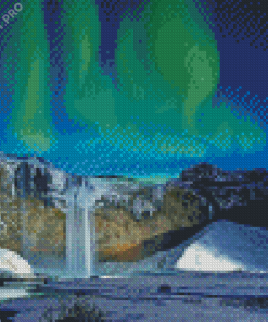 Wonderfull Winter Waterfall View Diamond Painting