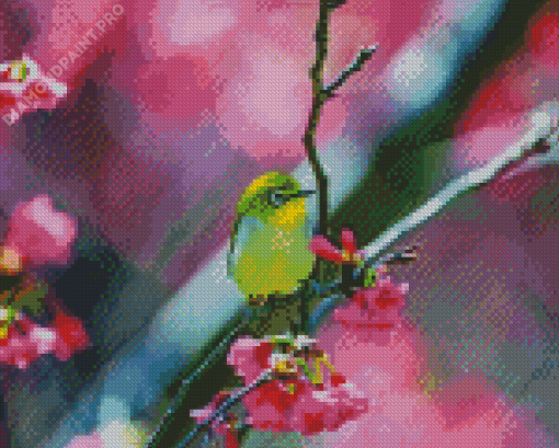 Aesthetic Bird Pink Flower Art Diamond Painting