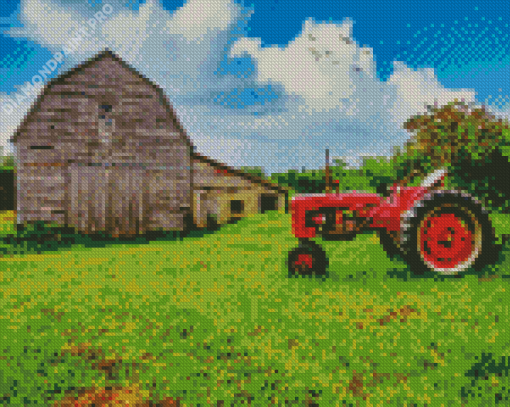 Aesthetic Old Tractor And Barn Diamond Paintings