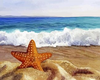 Aesthetic Starfish On Beach Illustration Diamond Painting
