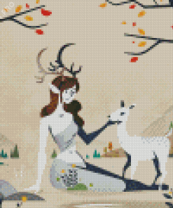 Aesthetic Deer Woman Diamond Painting