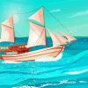 Aesthetic Sail Ship In Sea Art Diamond Painting